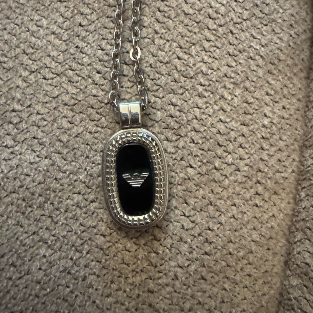 Emporio Armani Black and Silver Chain Necklace